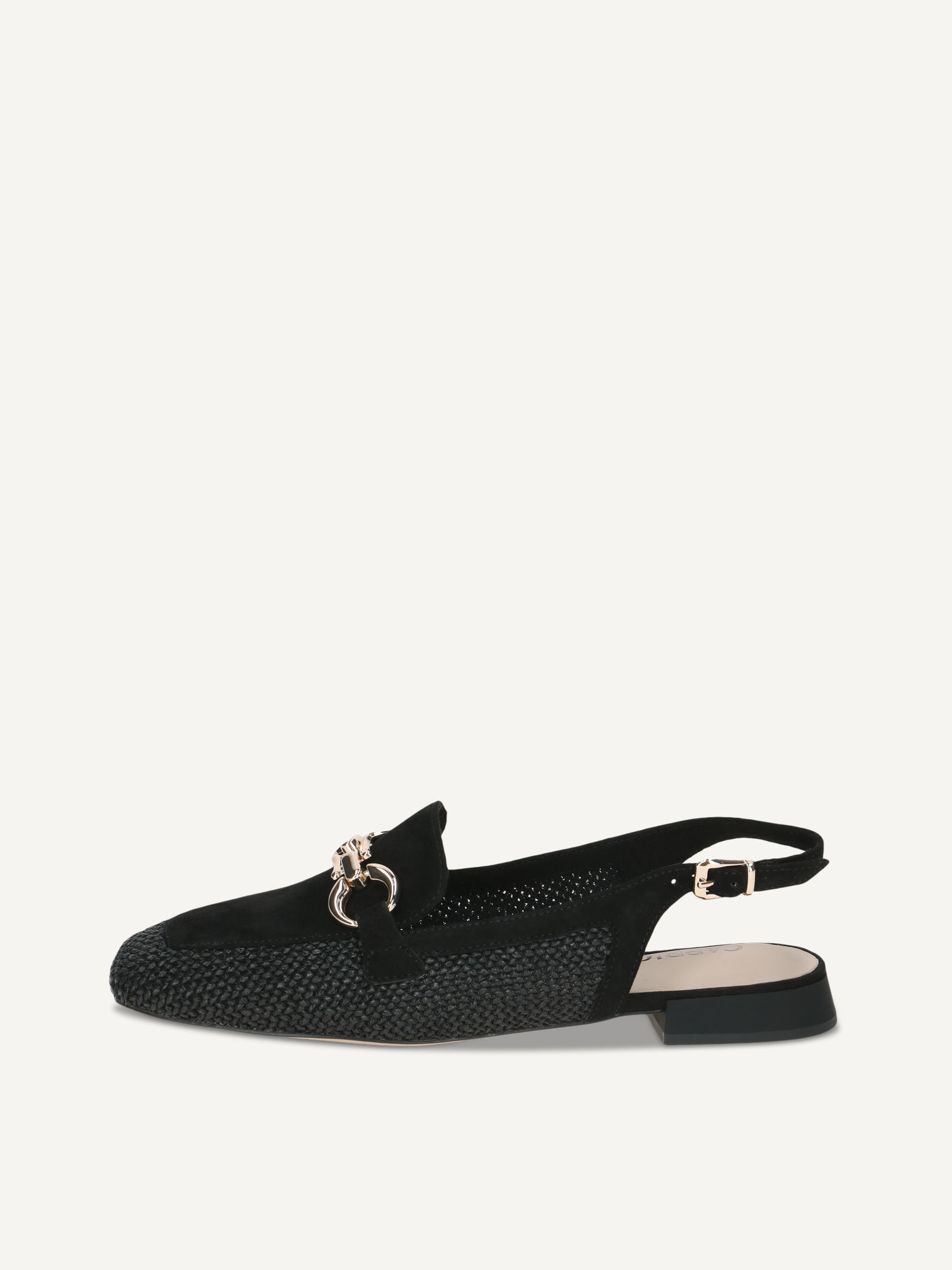 CAPRICE Ballerine noir en Mlange de matriaux de cuir et textile avec Talon trapzode P42 56 €