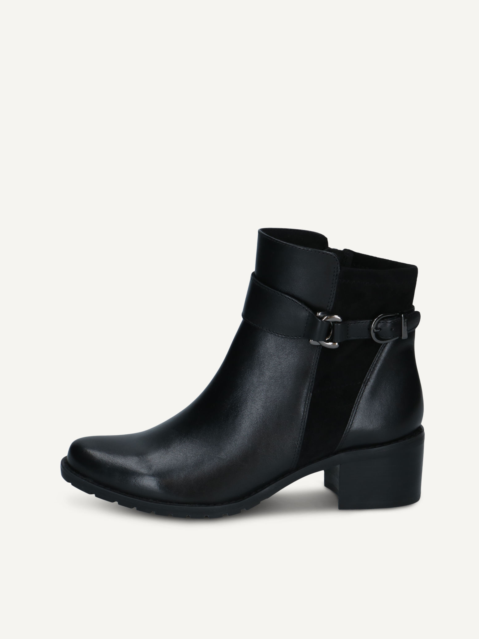 caprice bootie black made of leather and synthetic with block heel size 405