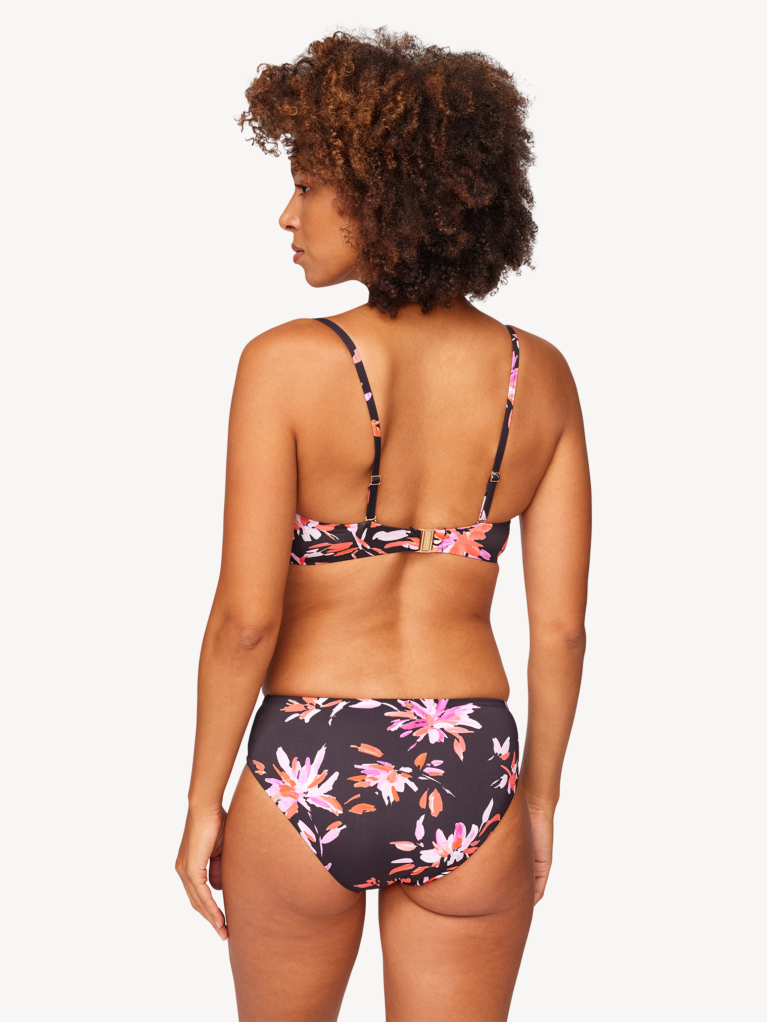 Bikini top - black, Pink Flower AOP, hi-res