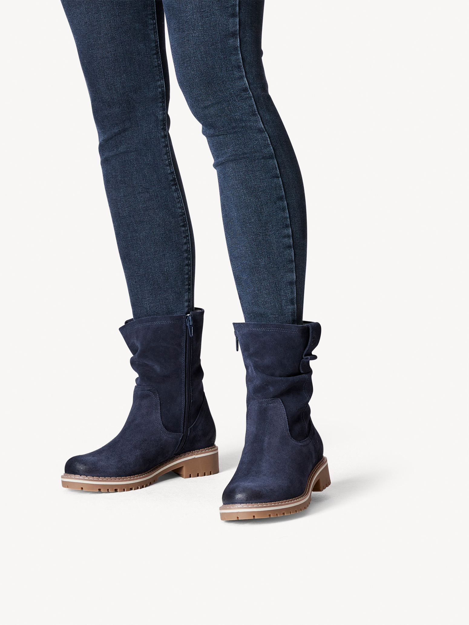 Leather Bootie - blue warm lining, NAVY, hi-res