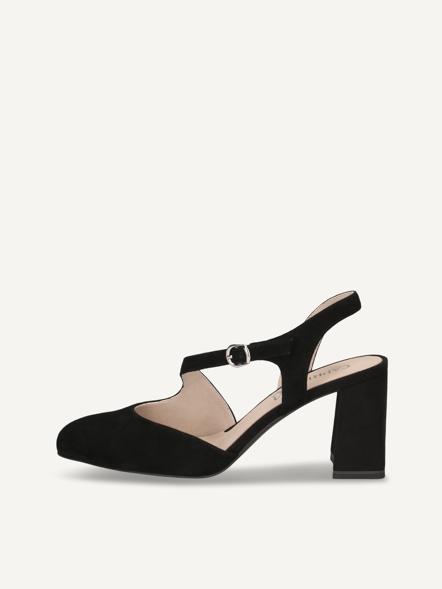 caprice sling pumps black made of leather with trapeze heel size 405