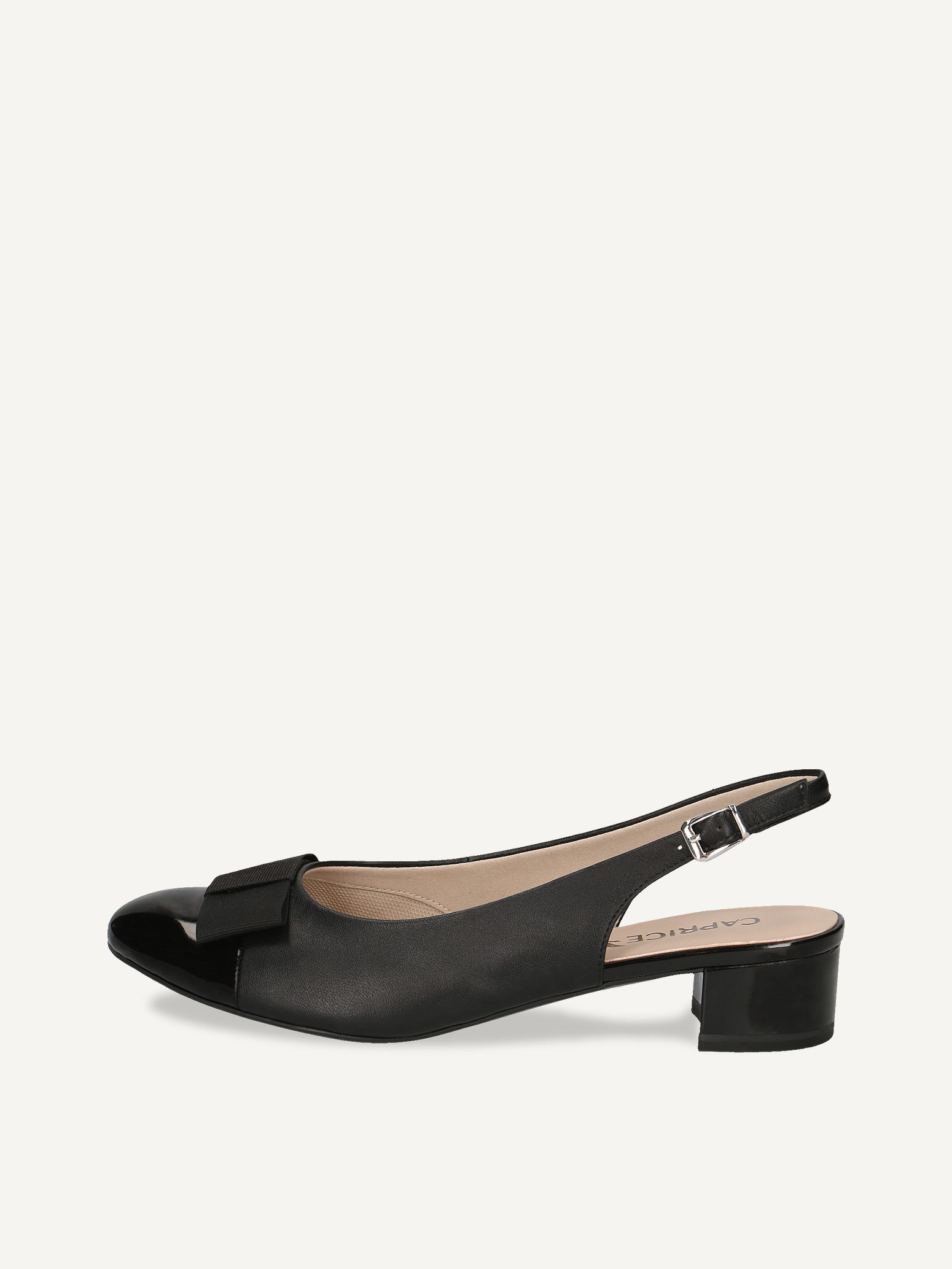 CAPRICE escarpin noir en Mlange de matriaux de cuir et synthtique et textile avec Talon bloc P385 59€