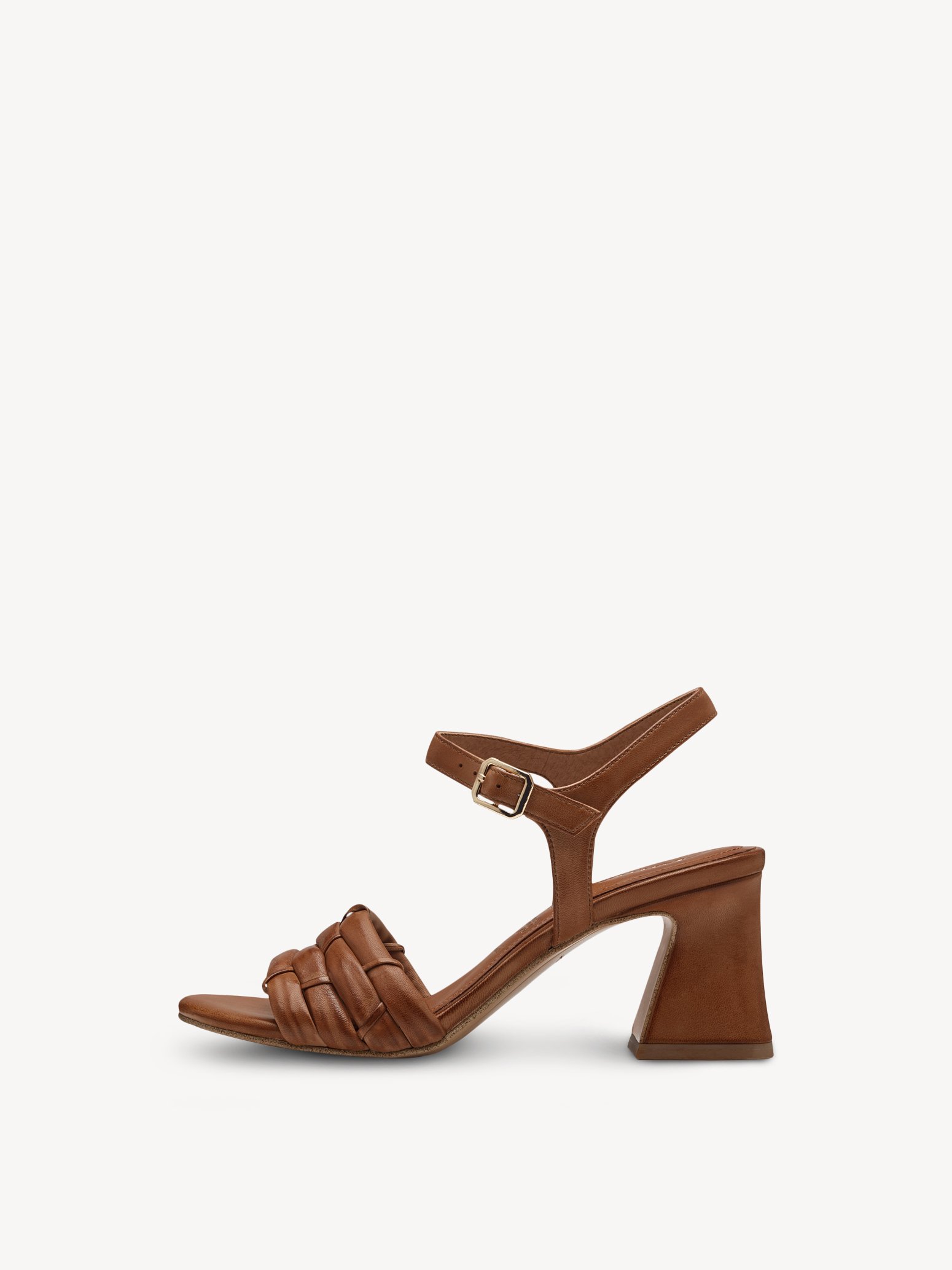 Sandale à talon en cuir - marron