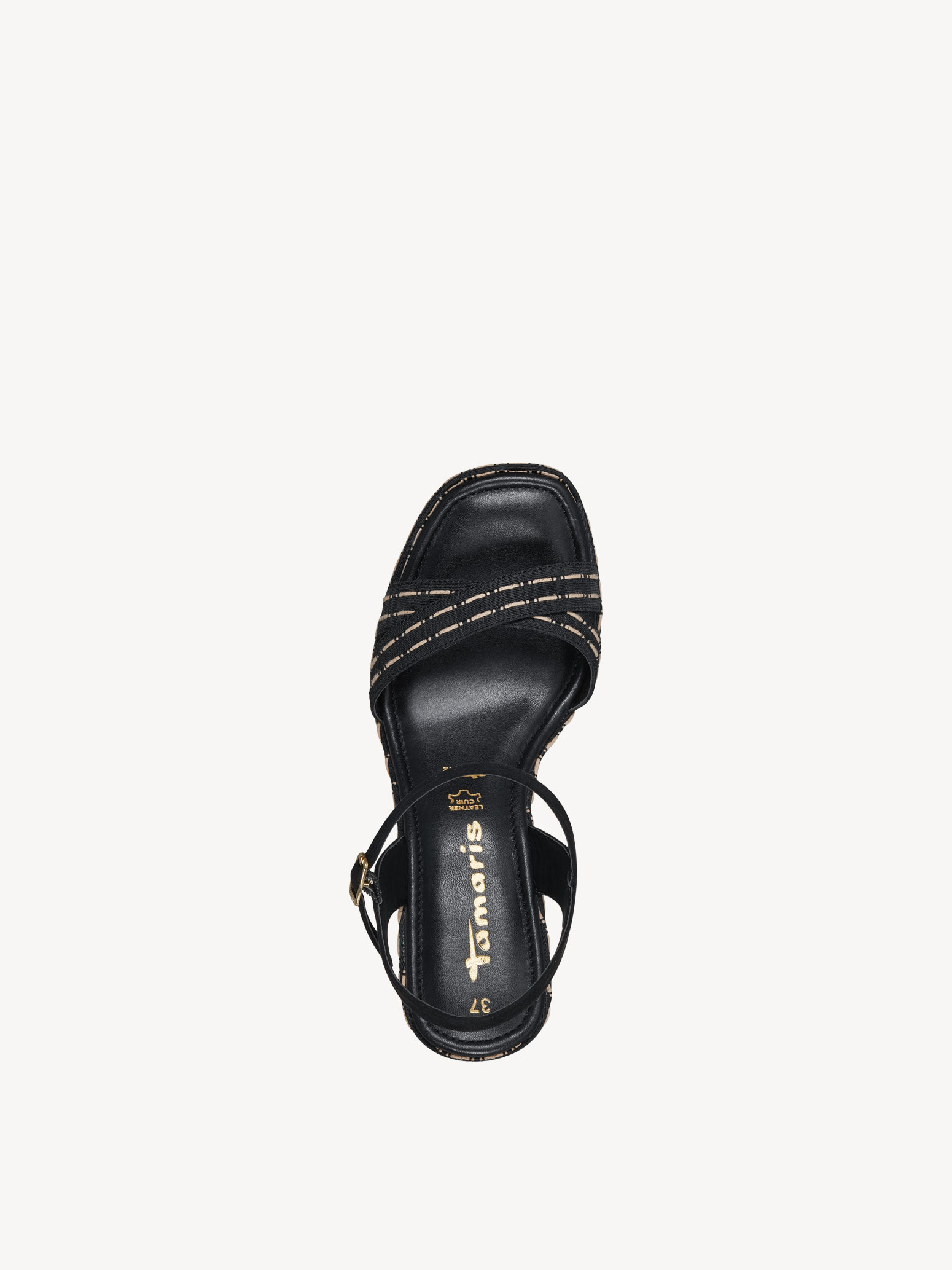 Heeled sandal - black, BLACK/BEIGE, hi-res