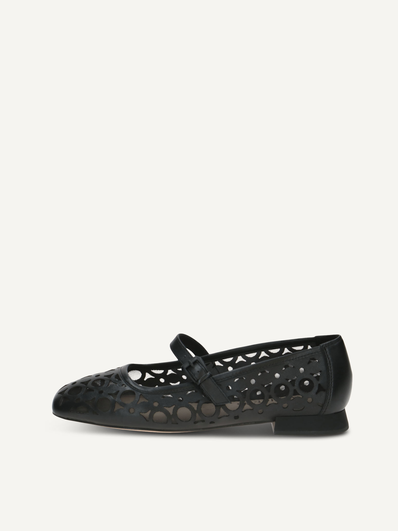 CAPRICE Ballerine noir en Cuir avec Talon trapzode P38 66€