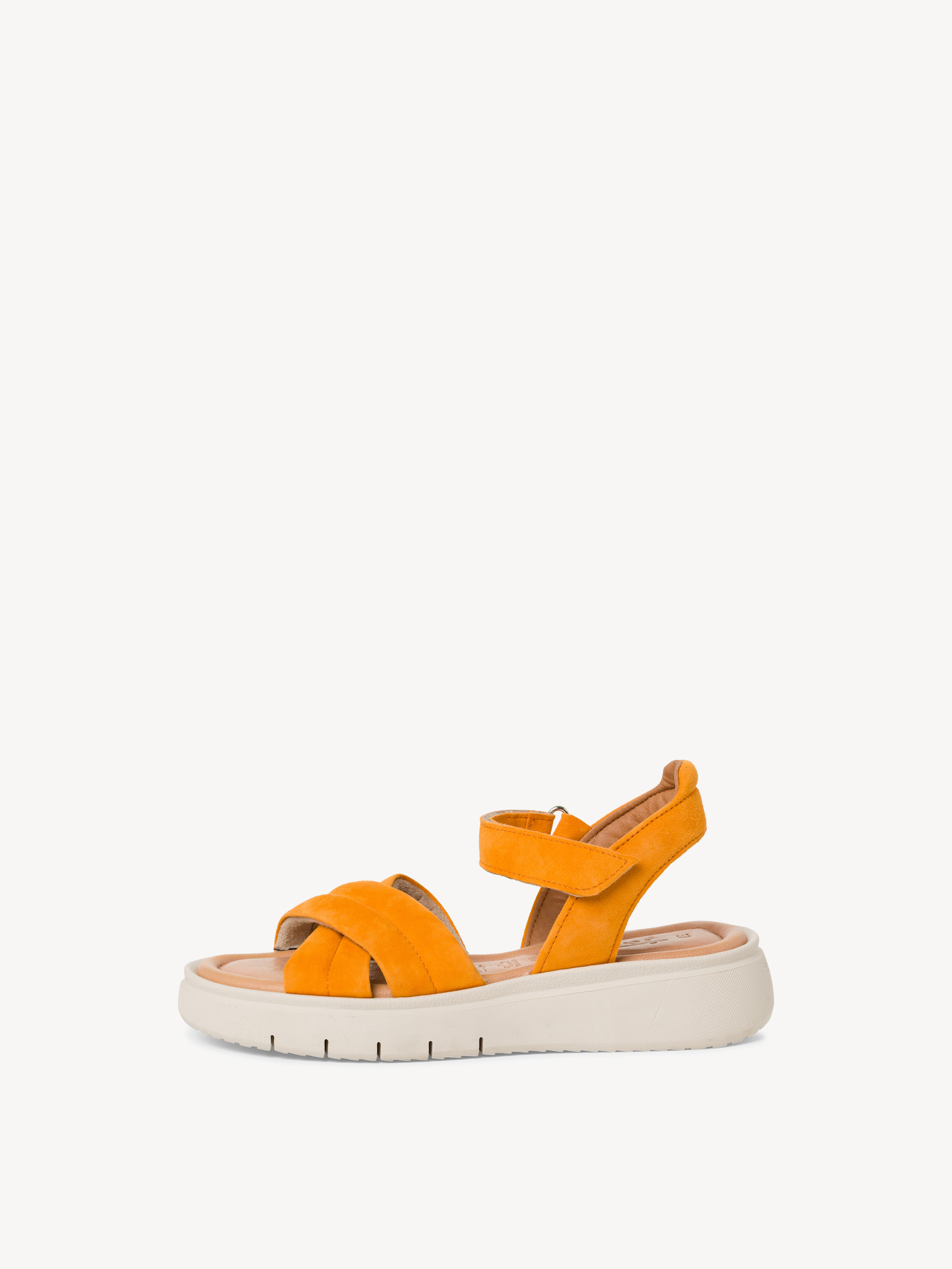 Sandale à talon en cuir - orange
