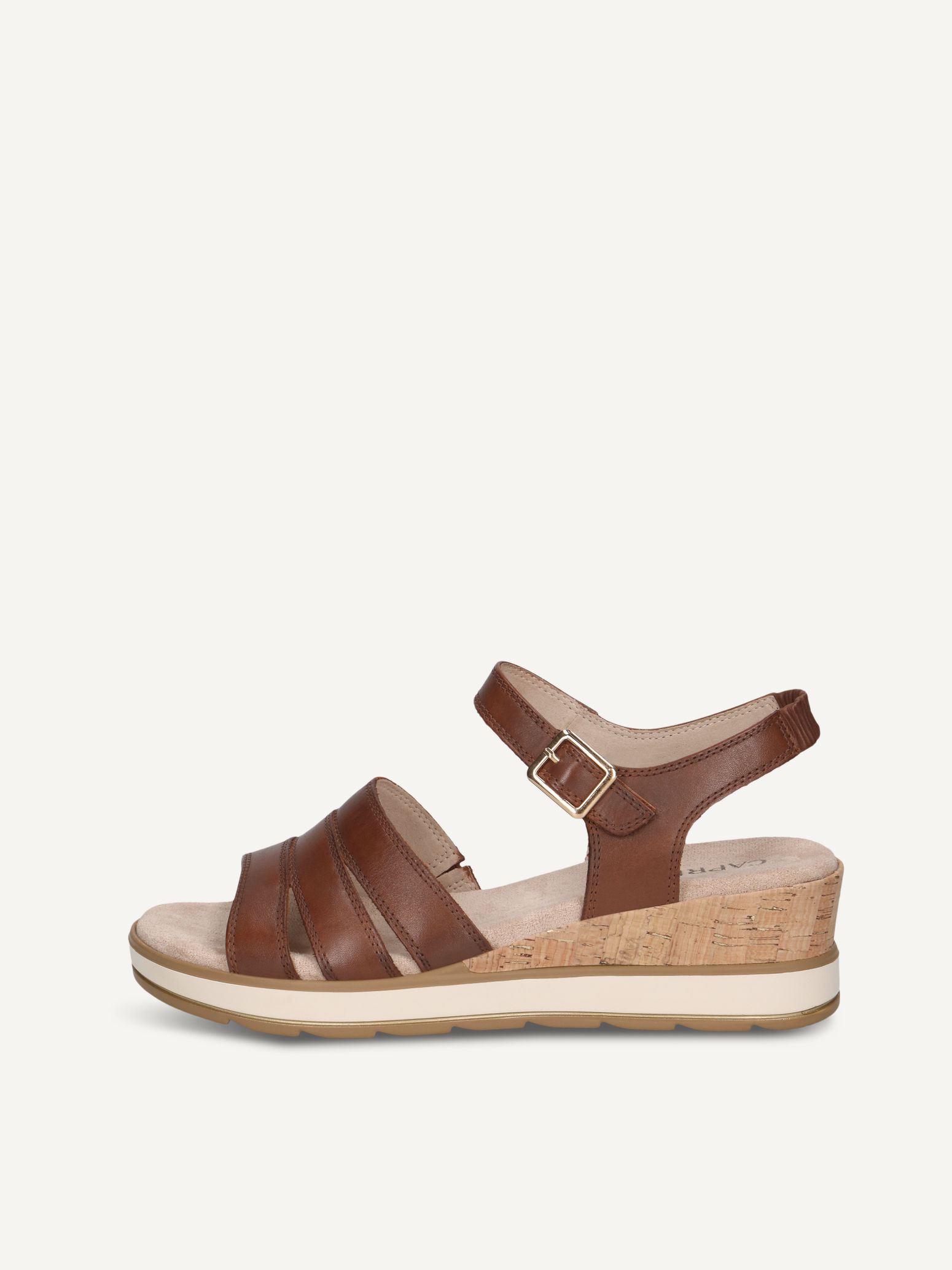 caprice heeled sandal brown made of leather with wedge heel size 36