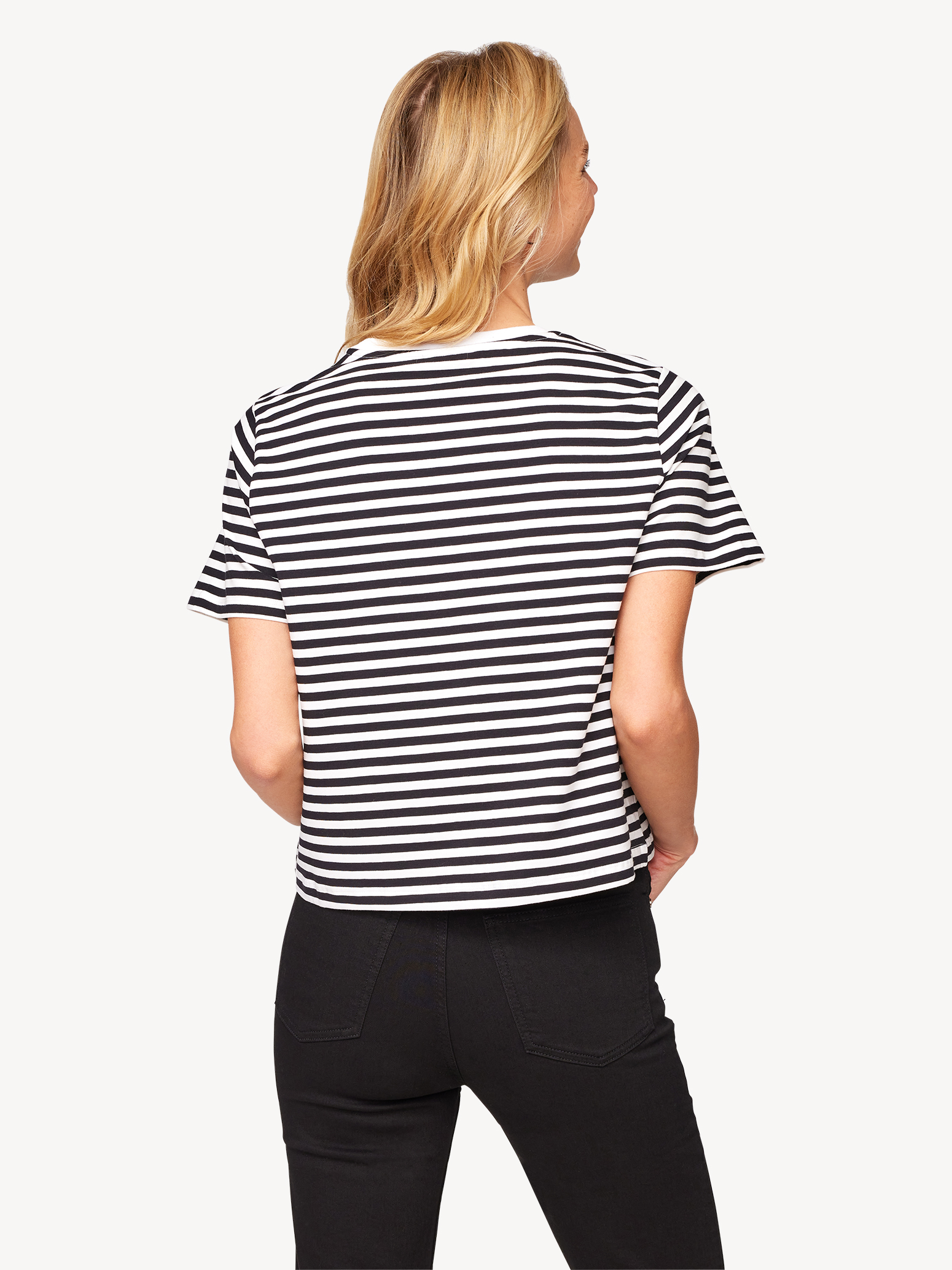 Oversized T-shirt - zwart, Bright White/Black Beauty Striped, hi-res