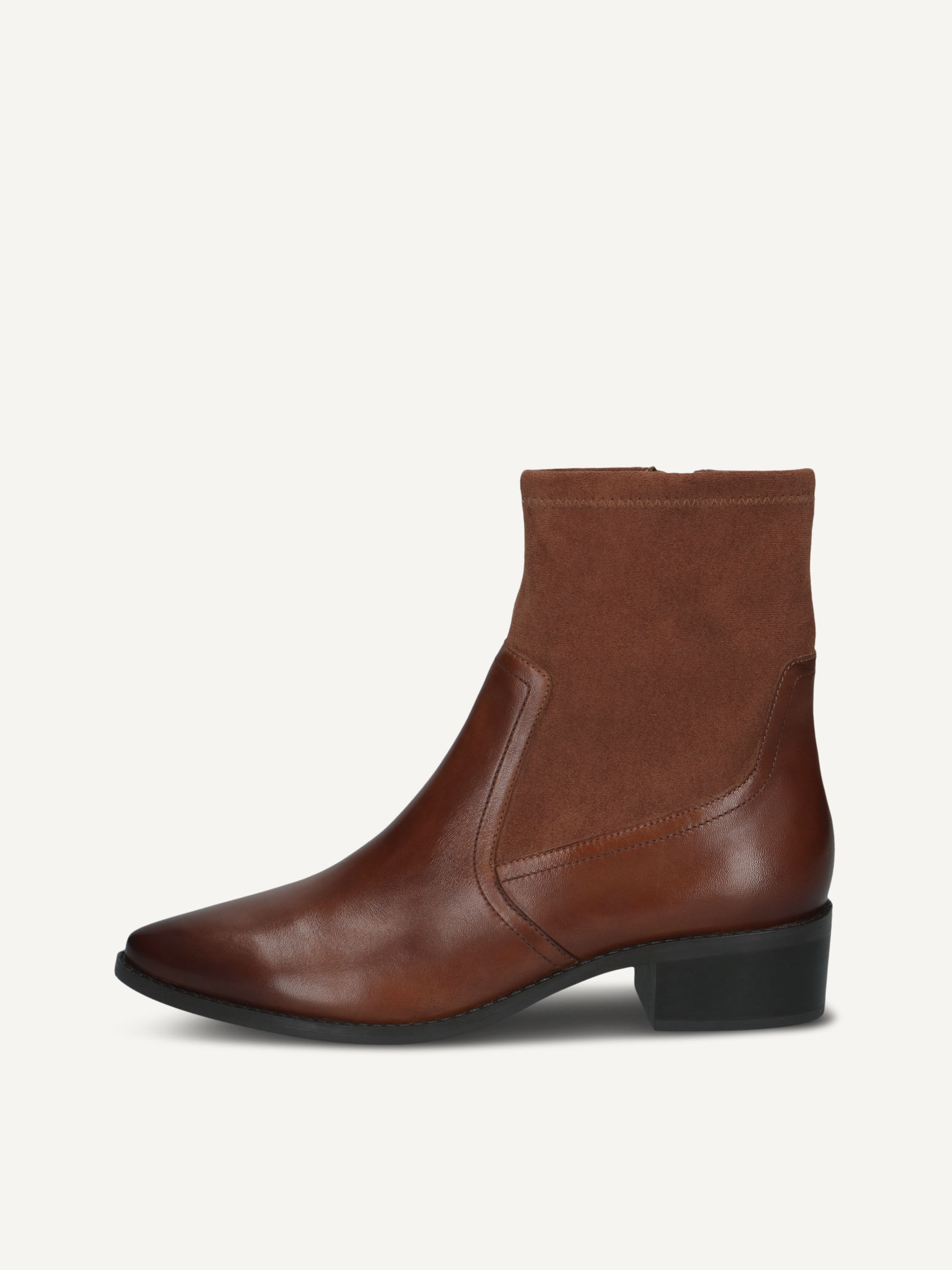 caprice bootie brown made of leather and synthetic with block heel size 375