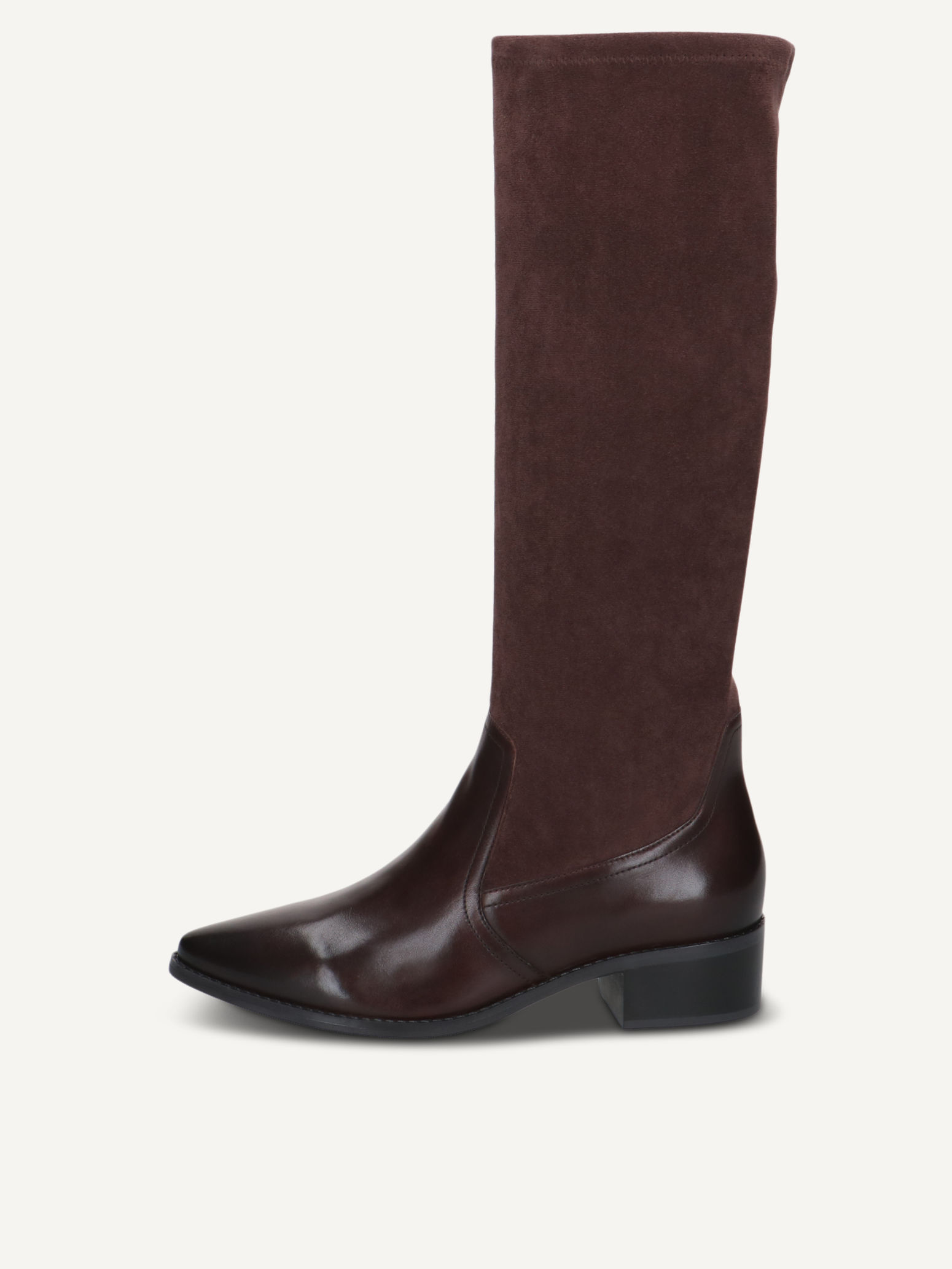 caprice boots brown made of leather and synthetic with block heel size 36