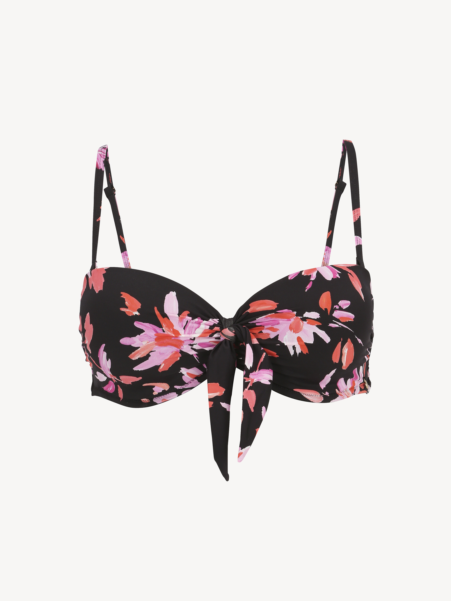 Bikinitop - zwart, Pink Flower AOP, hi-res