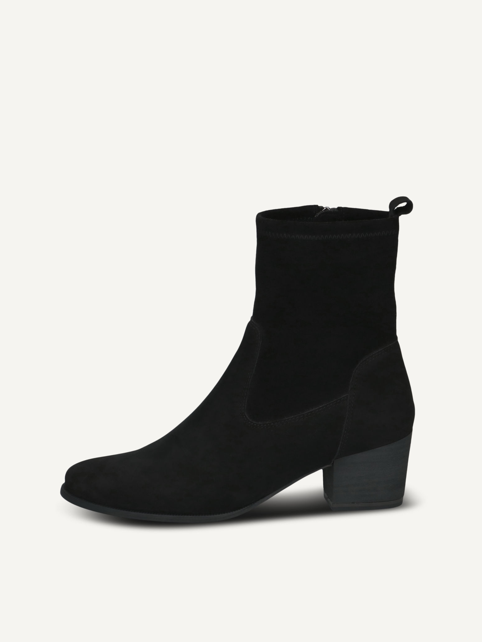 caprice bootie black made of leather and synthetic with block heel size 36