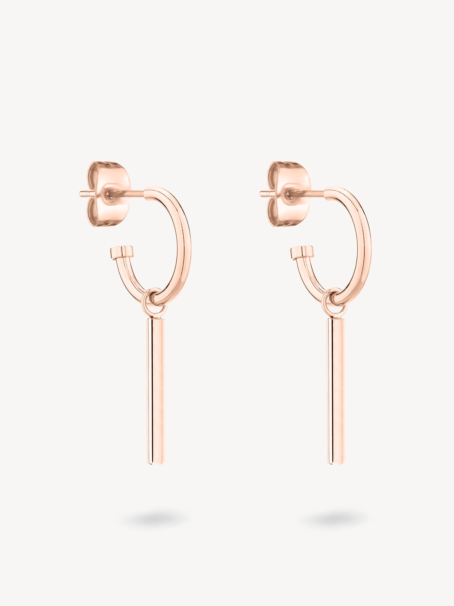 thumbnail image 2 of Pair Of Stainless Steel Creole Hoop Earrings With Three-Tone Color & Hinge Closure 2 of 9