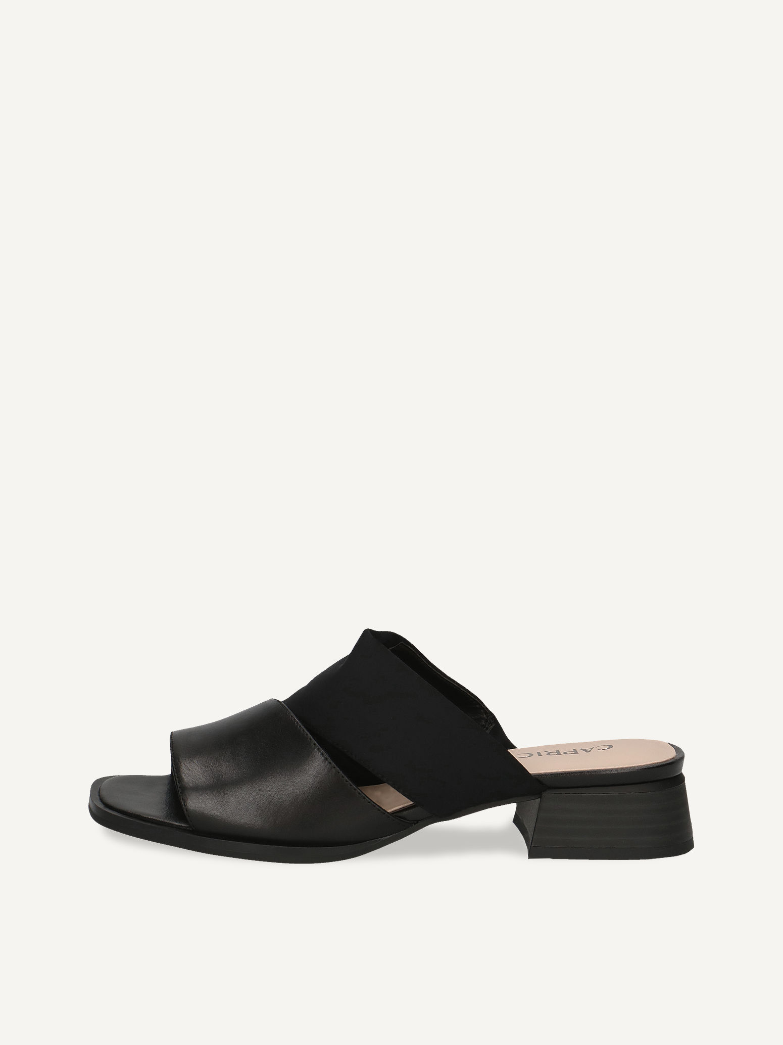 CAPRICE Mule noir en Mlange de matriaux de cuir et textile avec Talon bloc P36 53$