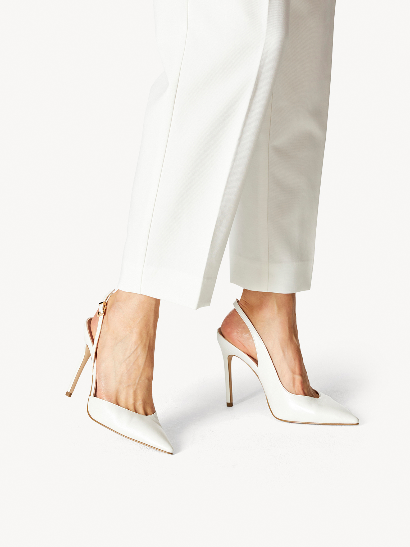Leather sling pumps - white, WHITE PEARL, hi-res