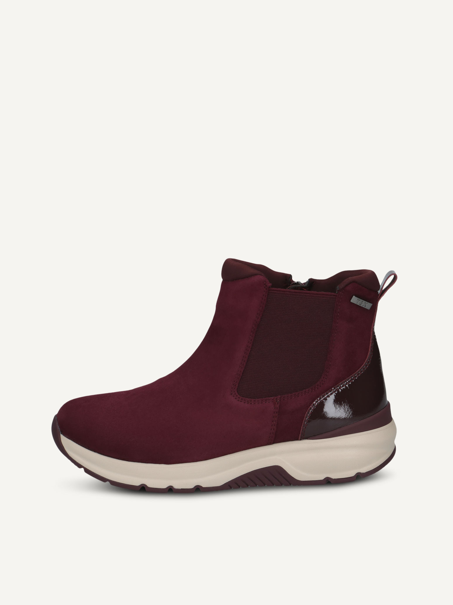 caprice chelsea boot red made of leather and synthetic without heel size 40
