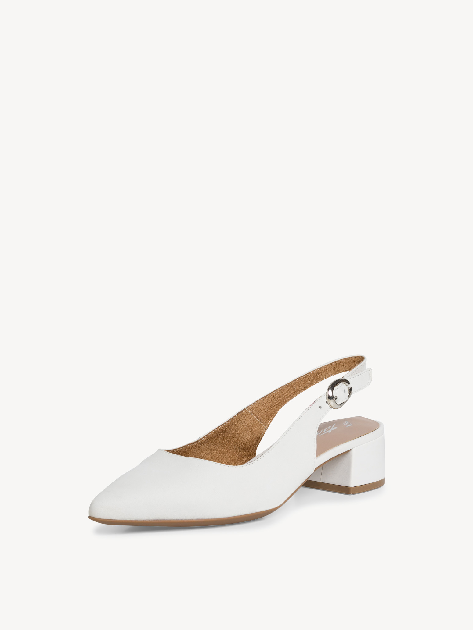 Leather sling pumps - white, WHITE LEATHER, hi-res