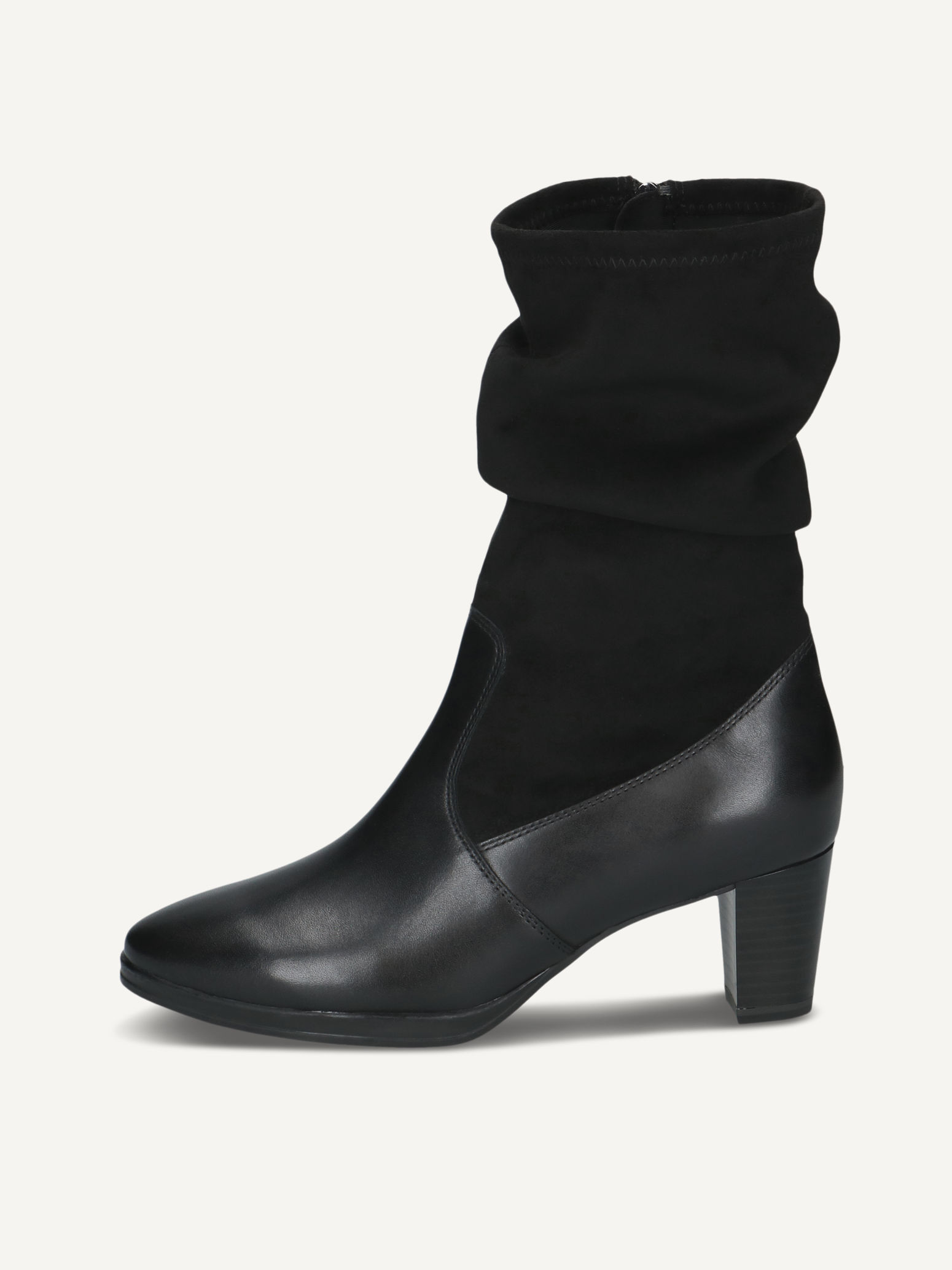 caprice bootie black made of leather and synthetic with block heel size 36