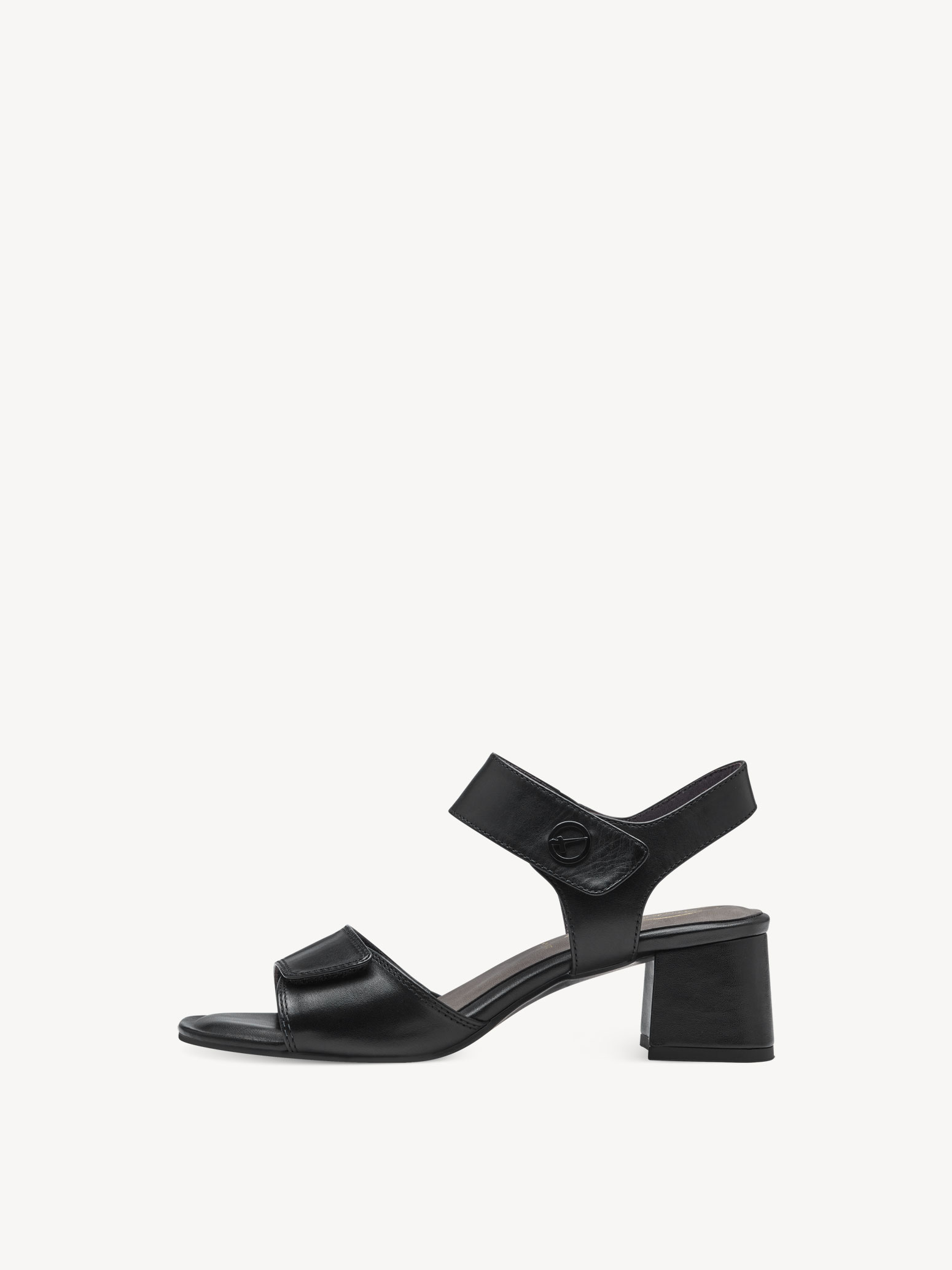 Sandale à talon en cuir - noir