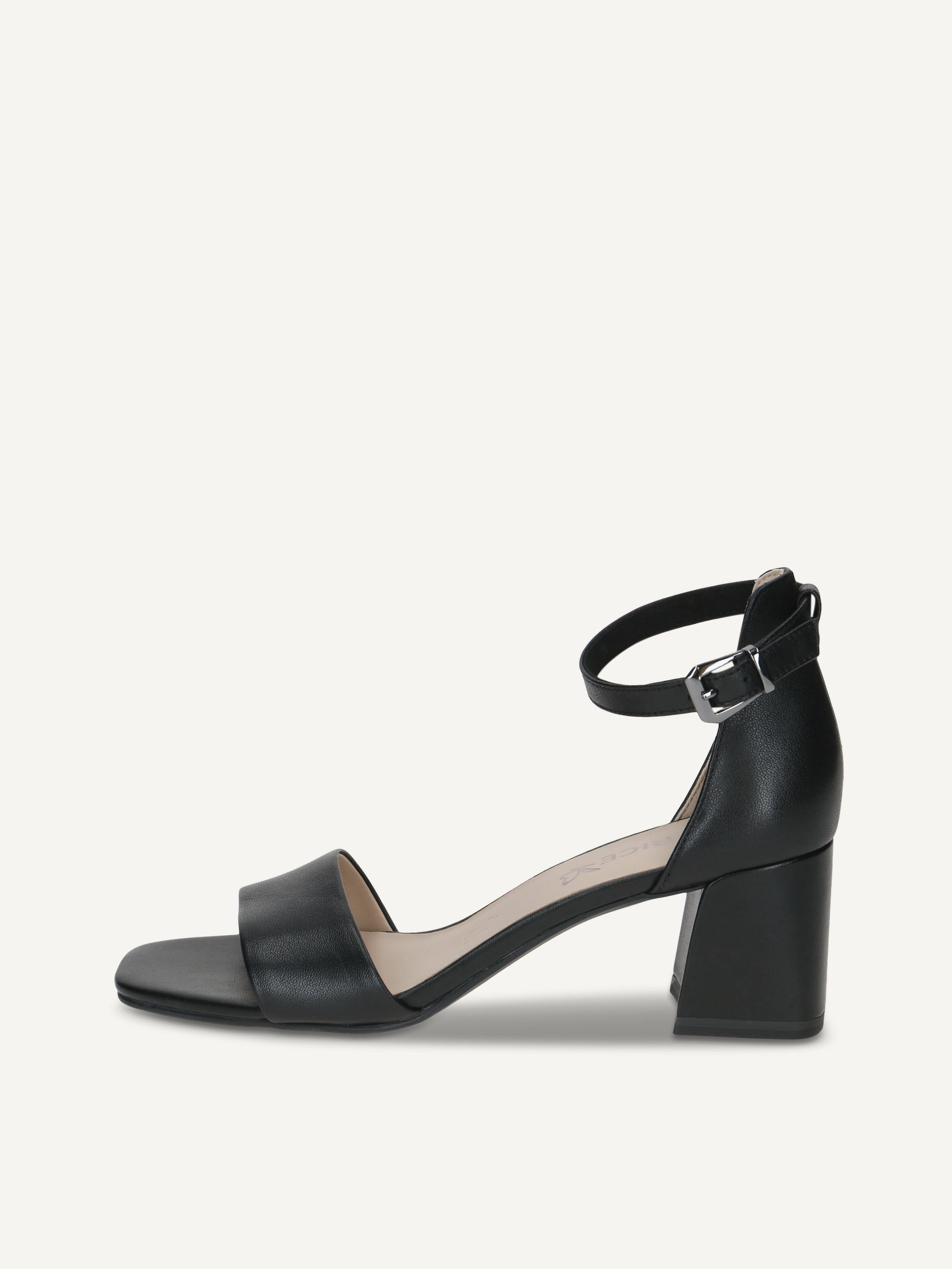 caprice heeled sandal black made of leather with trapeze heel size 40