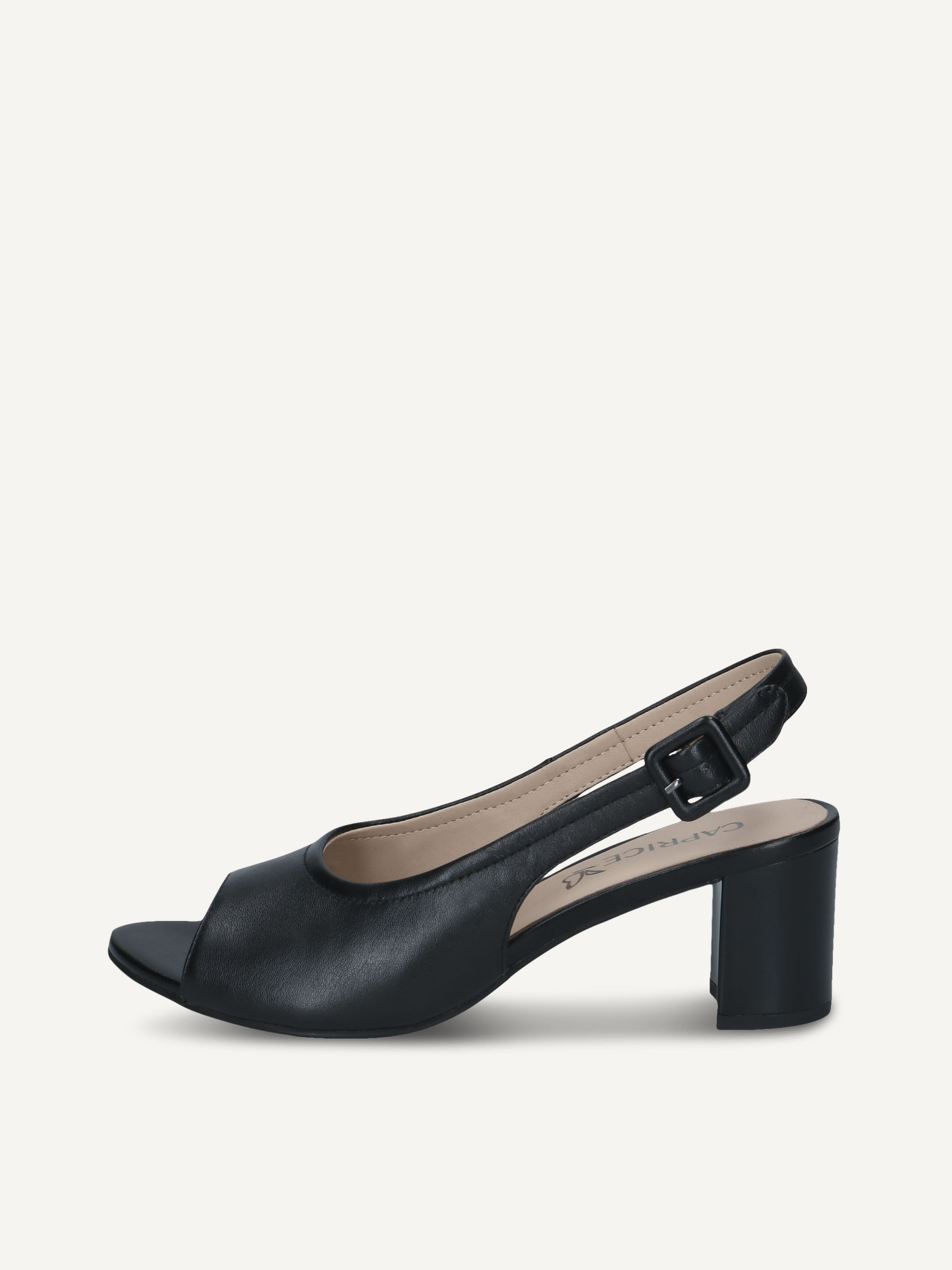 caprice heeled sandal black made of leather with block heel size 38