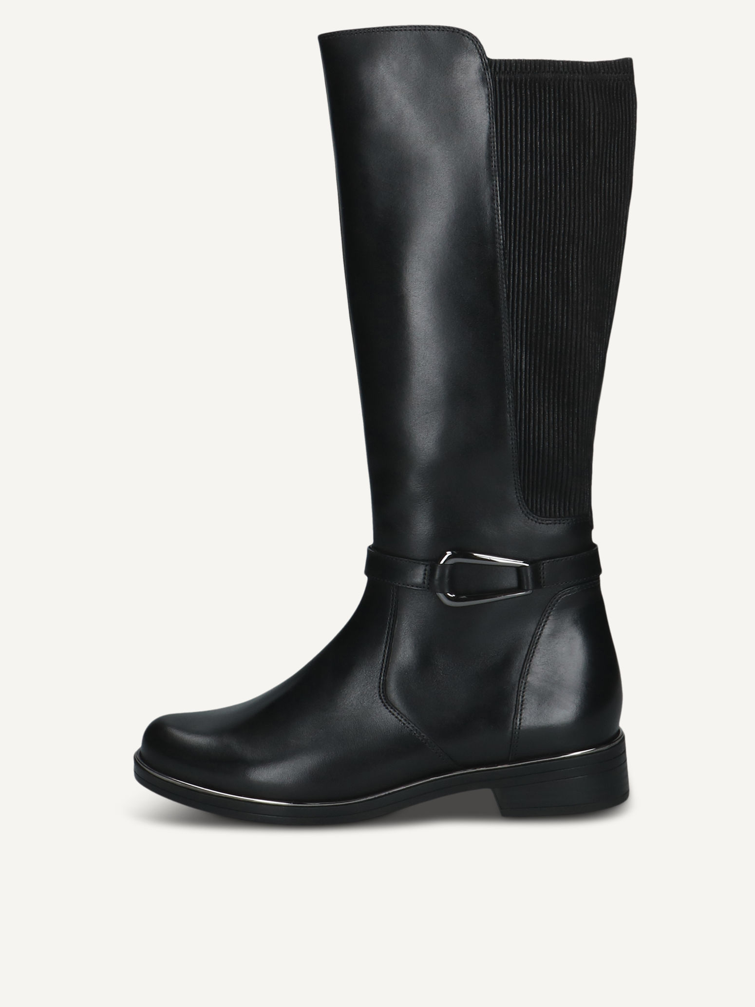 caprice boots black made of leather and synthetic without heel size 40