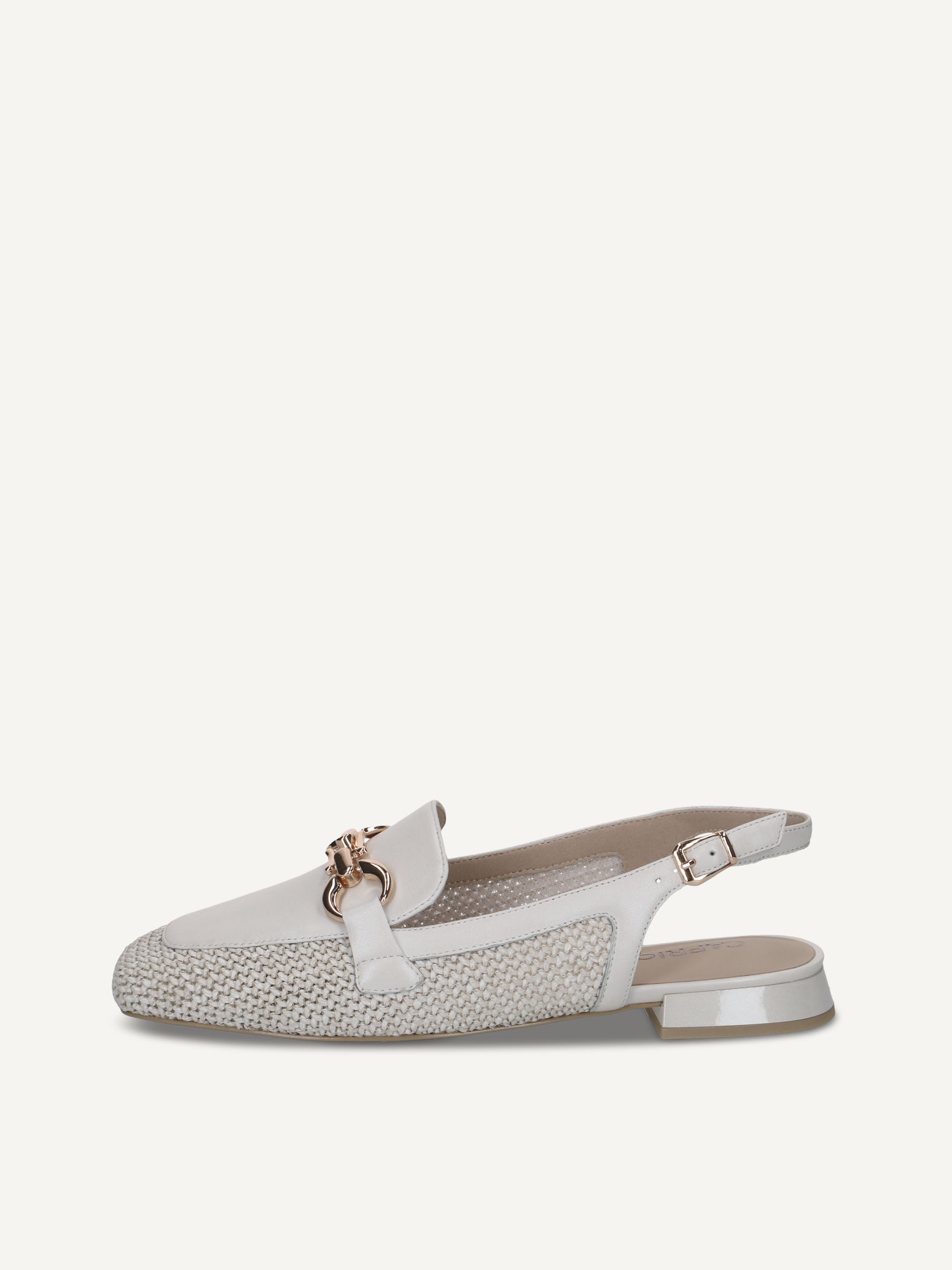 CAPRICE Ballerine blanc en Mlange de matriaux de cuir et textile avec Talon trapzode P41 56 €