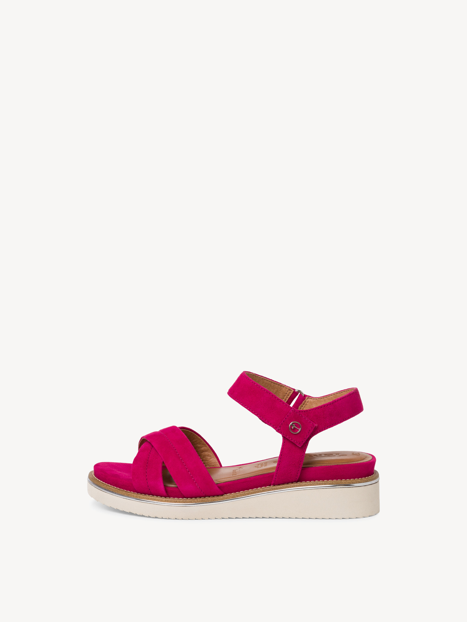 Kožené sandálky - křiklavě růžová