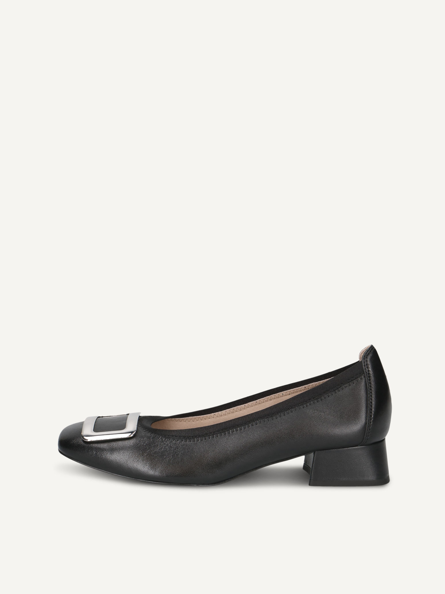 CAPRICE Escarpin noir en Cuir avec Talon trapzode P37 67€