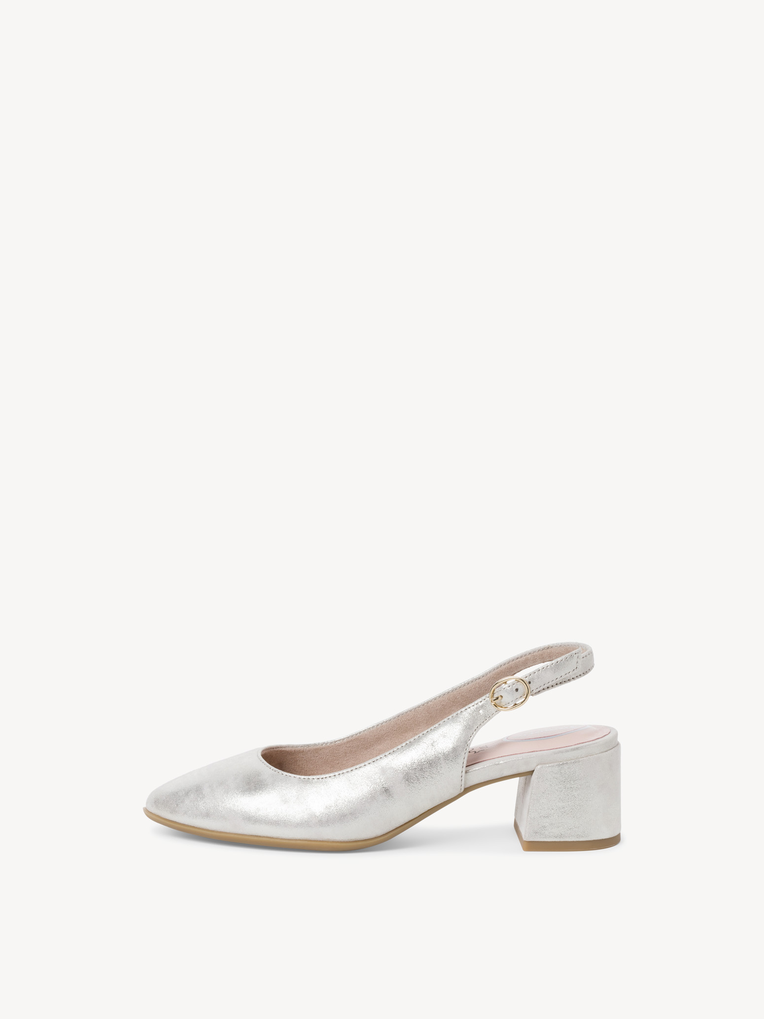 Leather sling pumps - metallic, CLOUDY GOLD, hi-res
