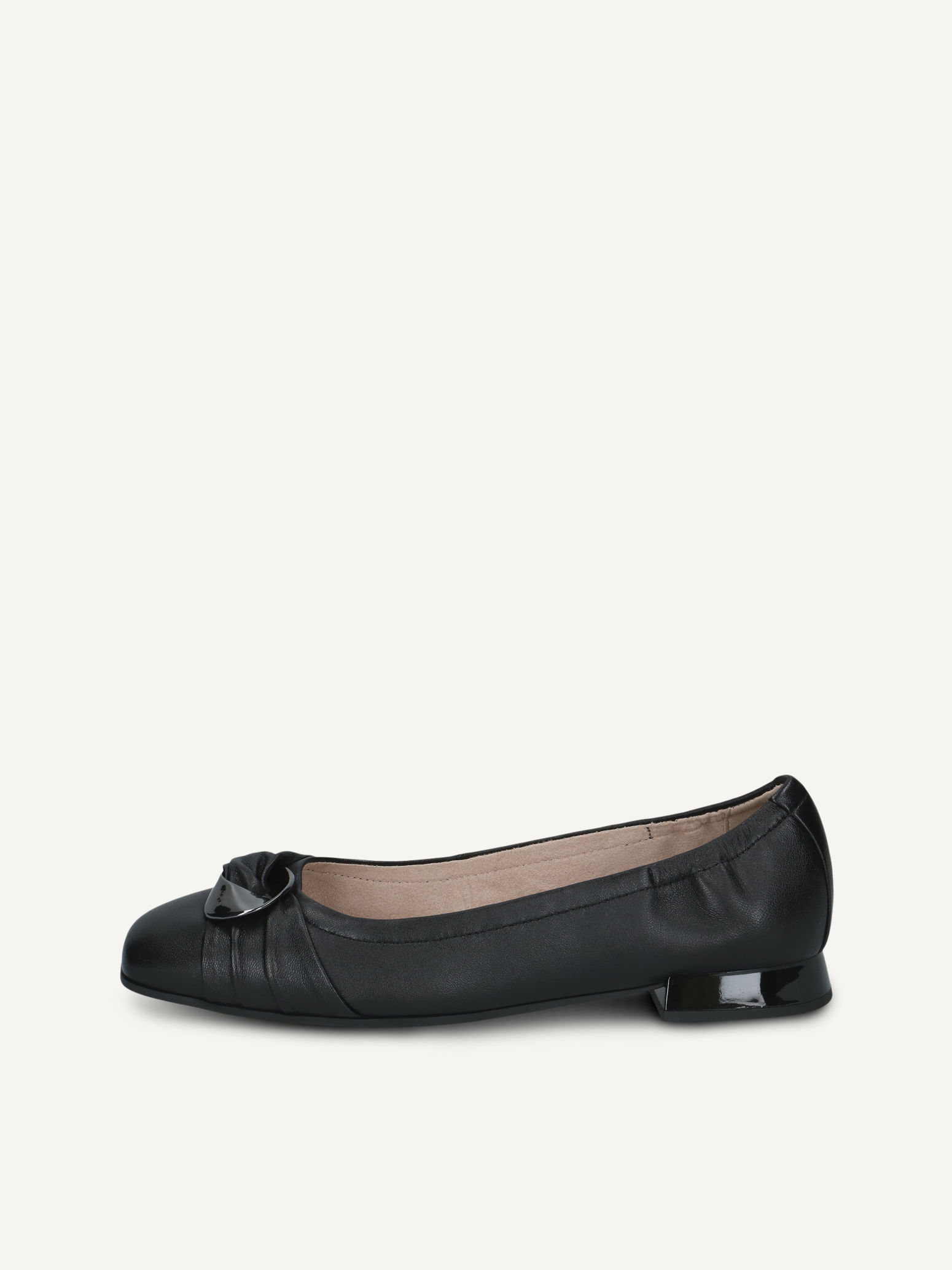 CAPRICE Ballerine noir en Cuir avec Talon trapzode P38 80$