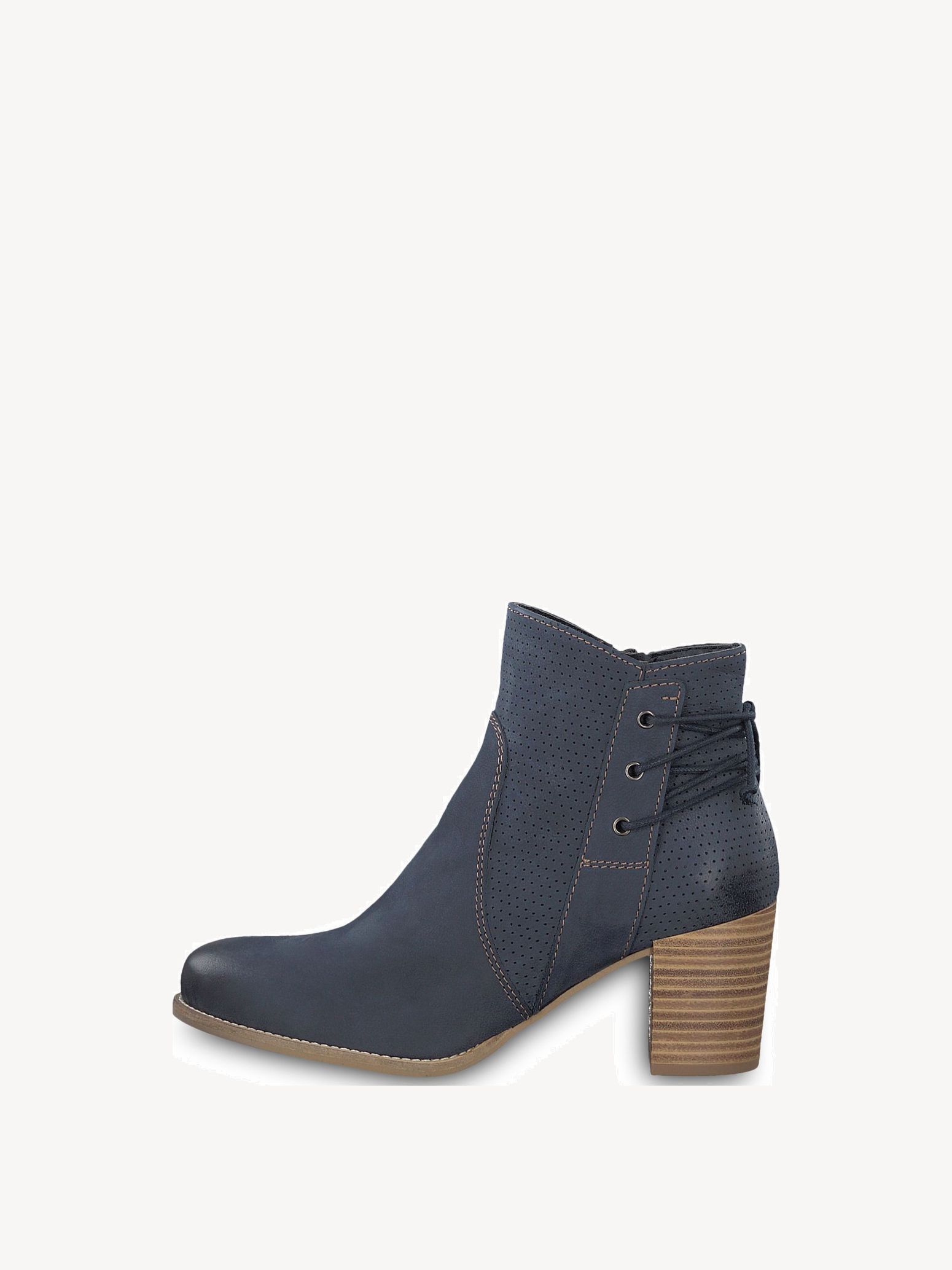 blue leather bootie